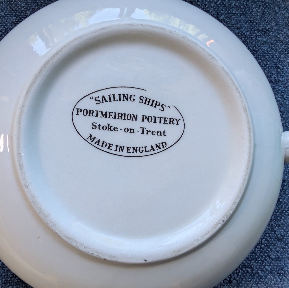 Portmeirionion Pottery "Sailing Ships" Stoke On Trent Vintage Handled Bowl - Picture 4 of 9
